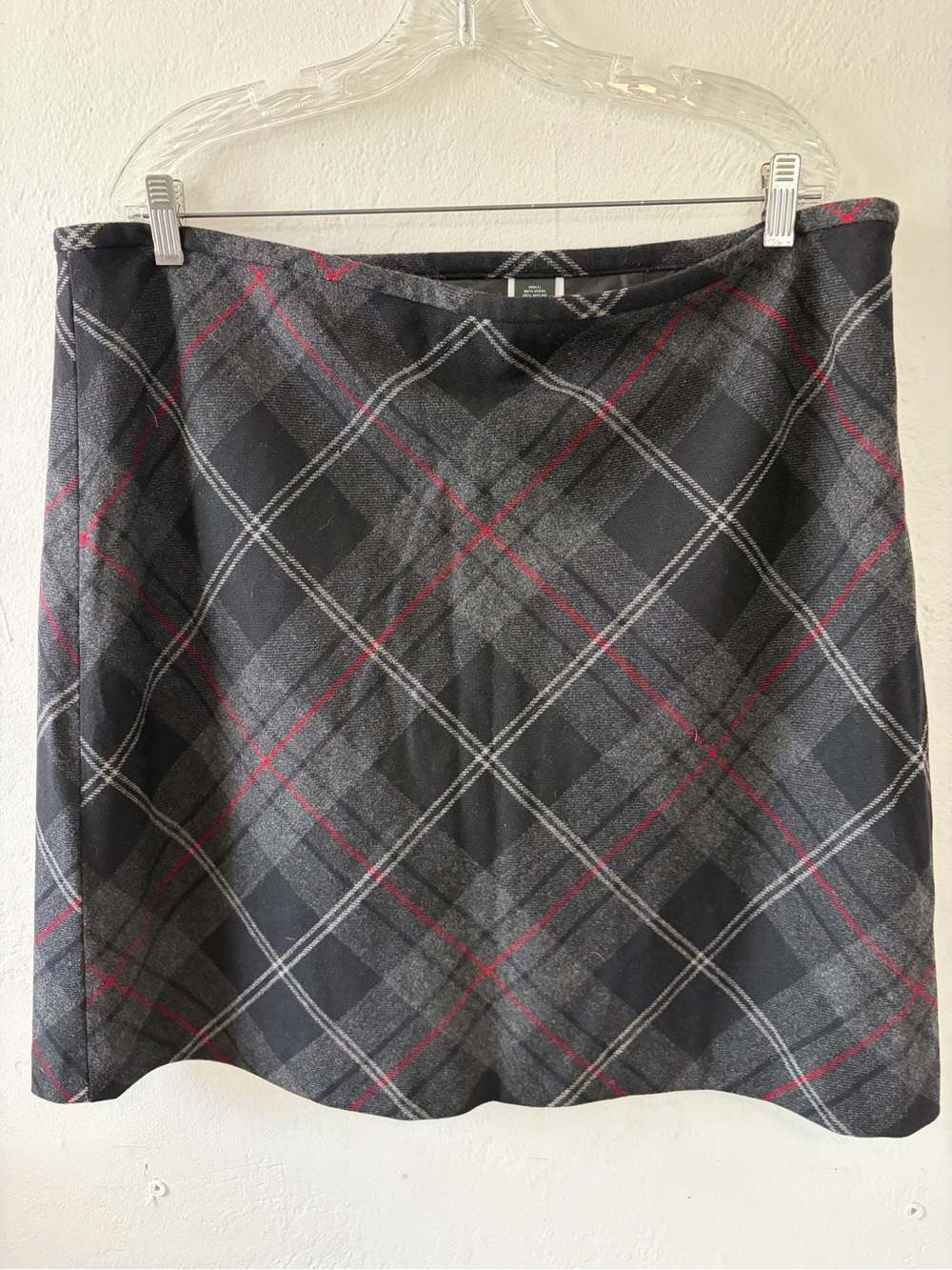 Eddie Bauer Black and Gray Plaid Mini Skirt with Red Lines